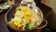 Liga's mango rice with "pork sausage". It wasn't bad, though.